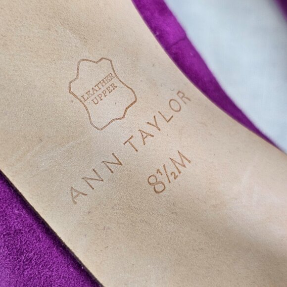 Ann Taylor Odette Suede Bow 3.25” Stiletto Heel Pump 8.5 Cool Berry Fuchsia - Picture 11 of 13